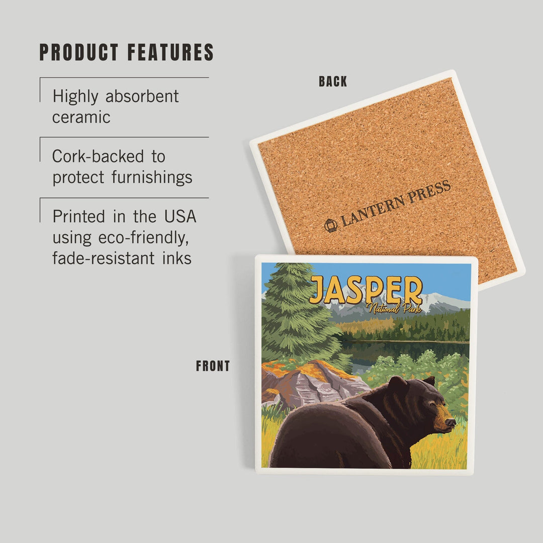 Jasper National Park, Canada, Bear in Forest, Coasters Coasters Lantern Press 