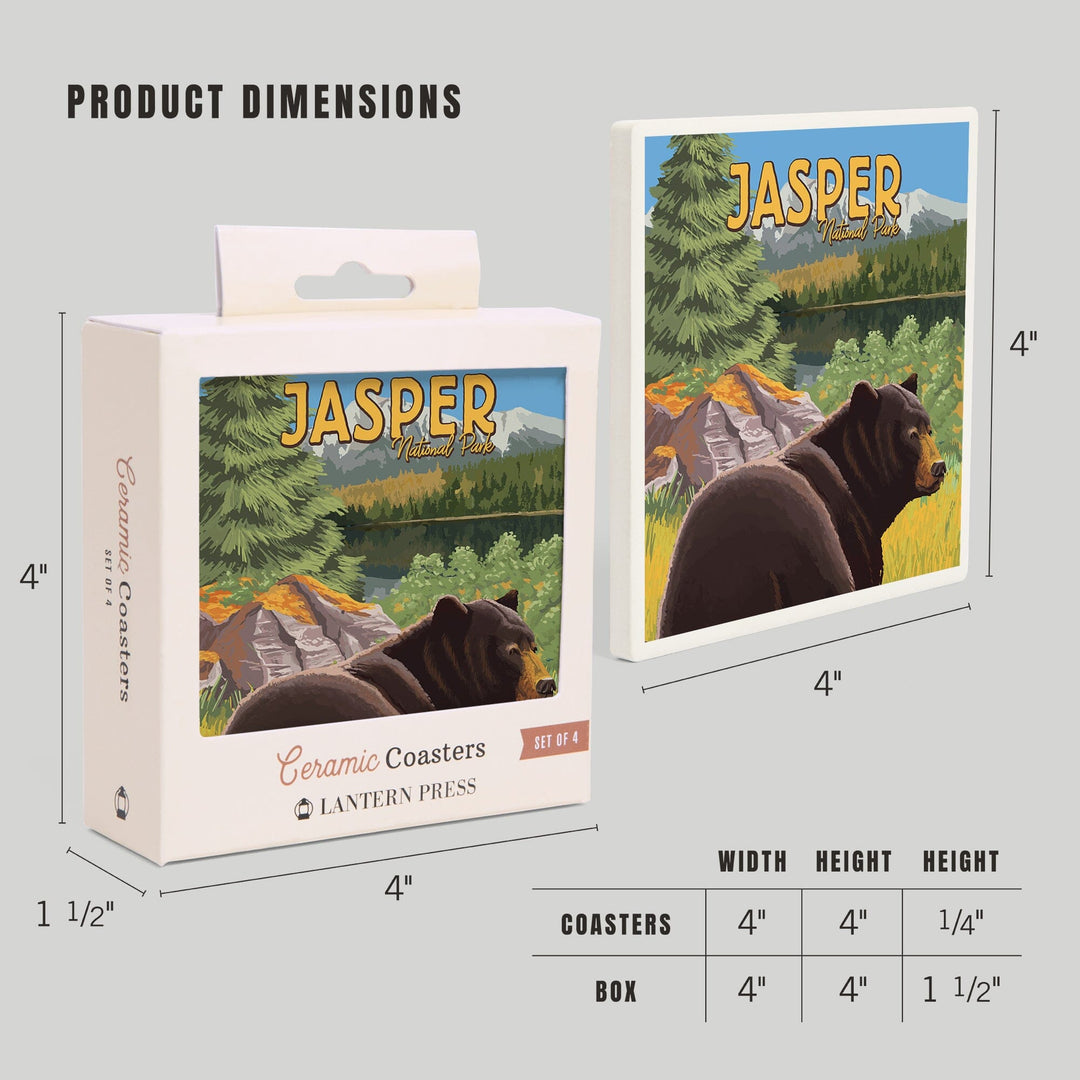 Jasper National Park, Canada, Bear in Forest, Coasters Coasters Lantern Press 