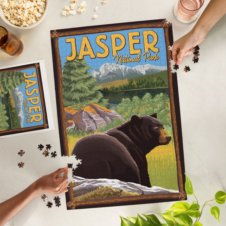Jasper National Park, Canada, Bear in Forest, Jigsaw Puzzle Puzzle Lantern Press 