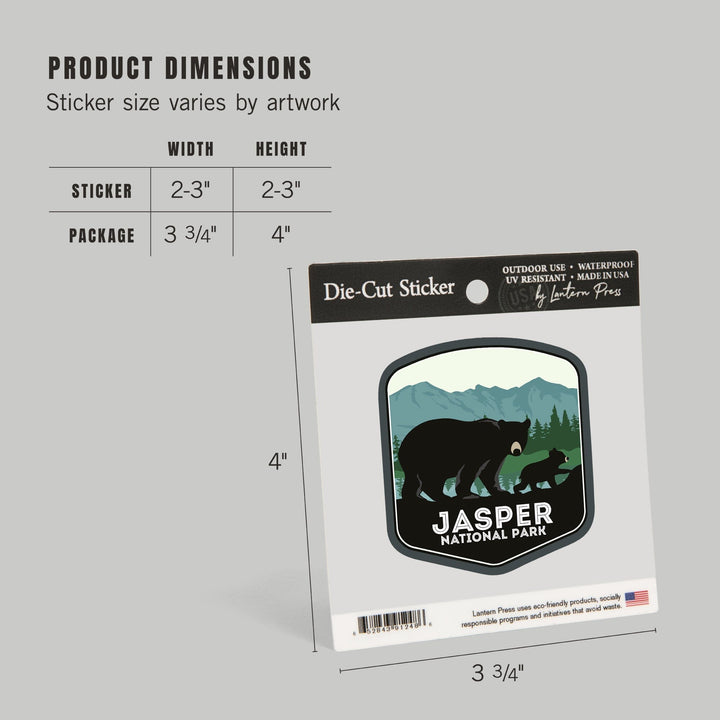 Jasper National Park, Canada, Black Bear and Cub, Contour, Vinyl Sticker - Lantern Press