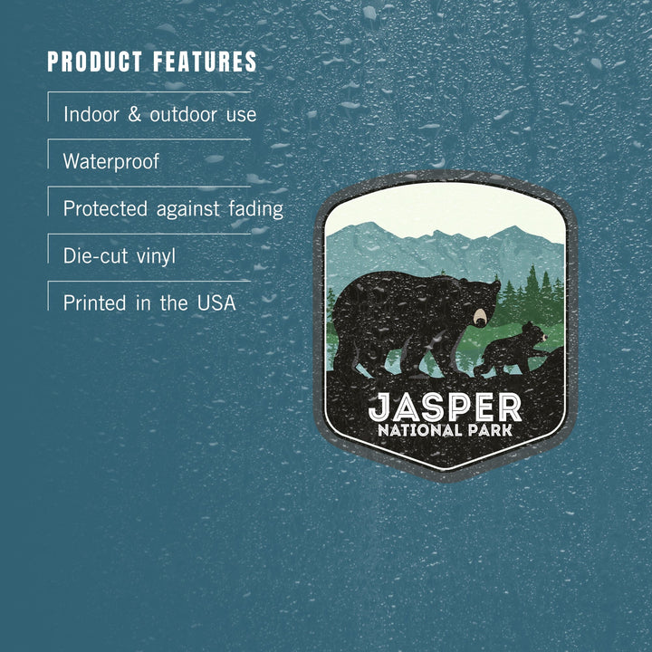 Jasper National Park, Canada, Black Bear and Cub, Contour, Vinyl Sticker - Lantern Press