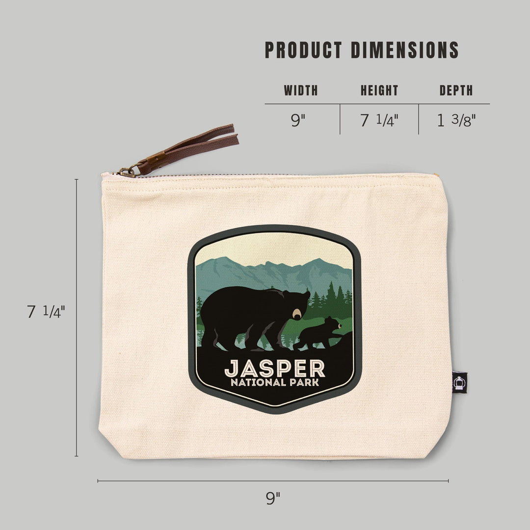 Jasper National Park, Canada, Black Bear and Cub,, Organic Cotton Zipper Pouch, Go Bag Go Bag Lantern Press 