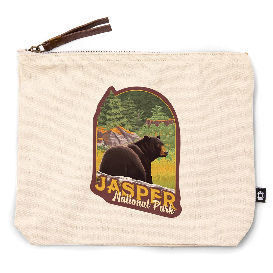 Jasper National Park, Canada, Black Bear in Forest,, Organic Cotton Zipper Pouch, Go Bag Go Bag Lantern Press 