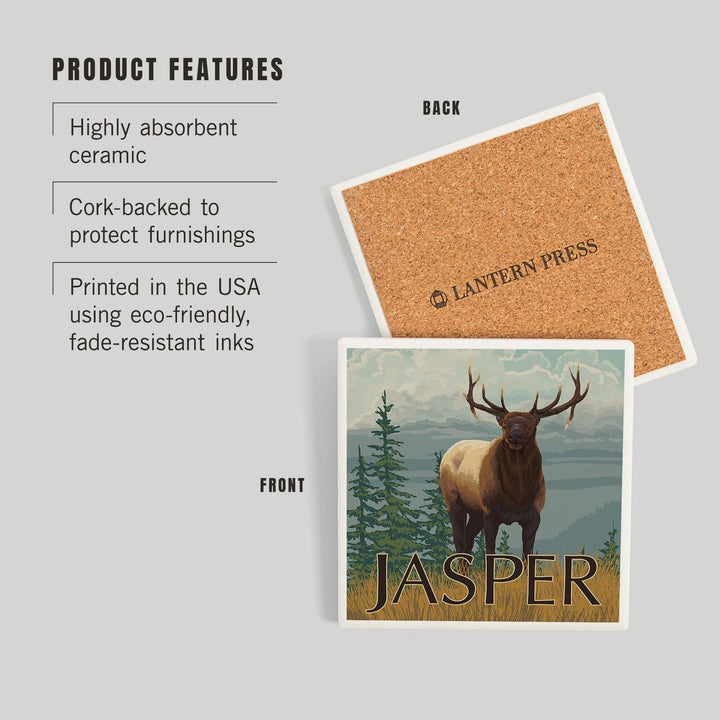 Jasper National Park, Canada, Elk Scene, Coasters Coasters Lantern Press 