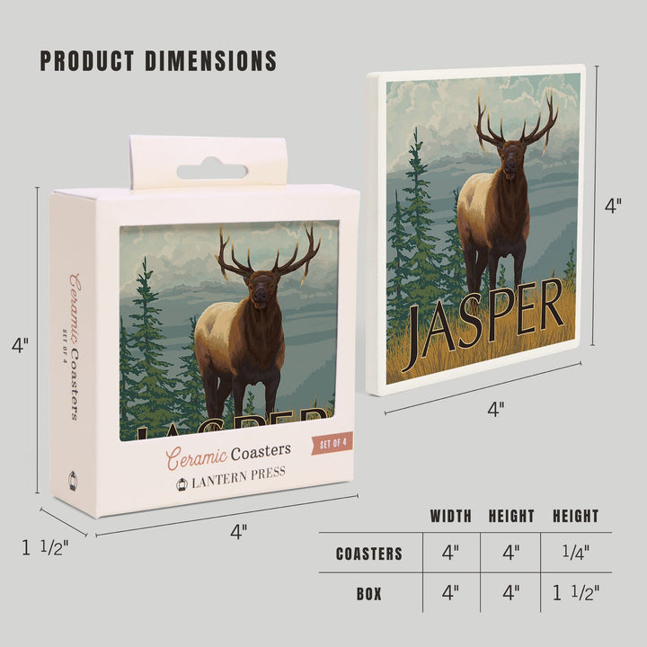 Jasper National Park, Canada, Elk Scene, Coasters Coasters Lantern Press 