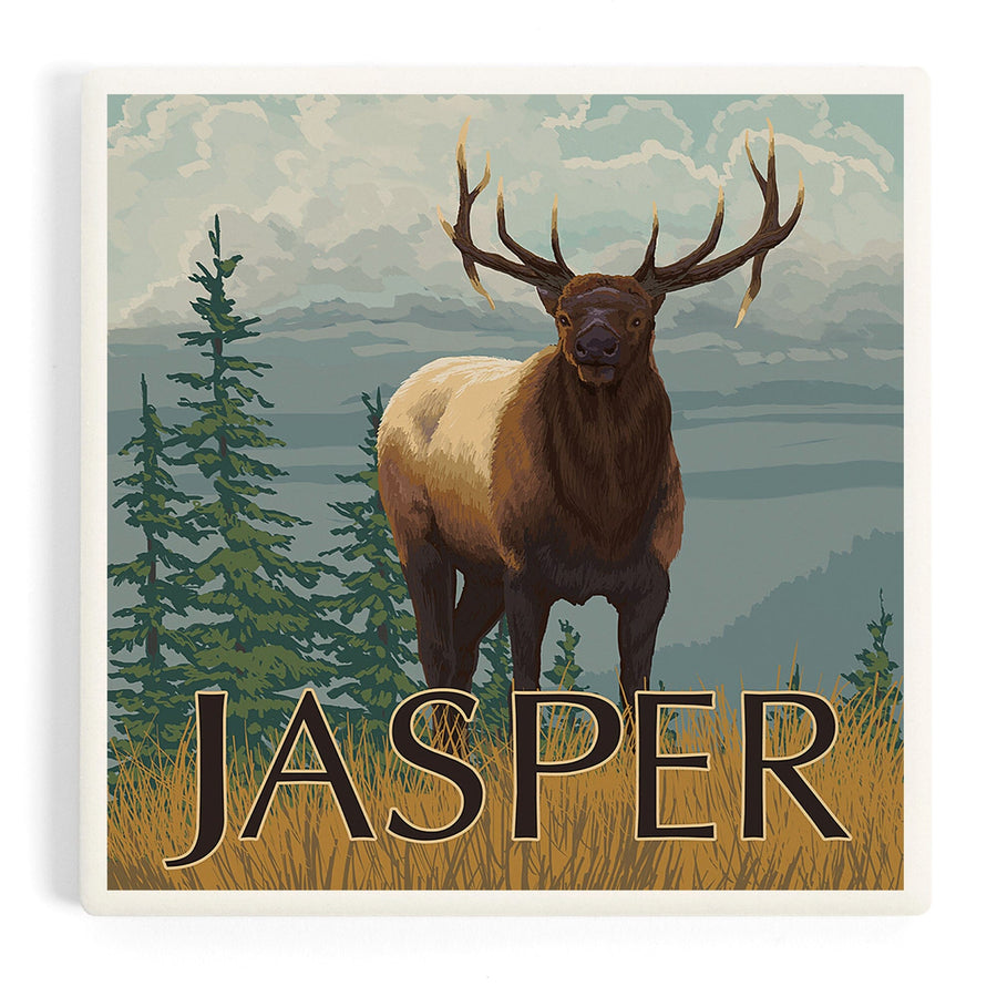 Jasper National Park, Canada, Elk Scene, Coasters Coasters Lantern Press 