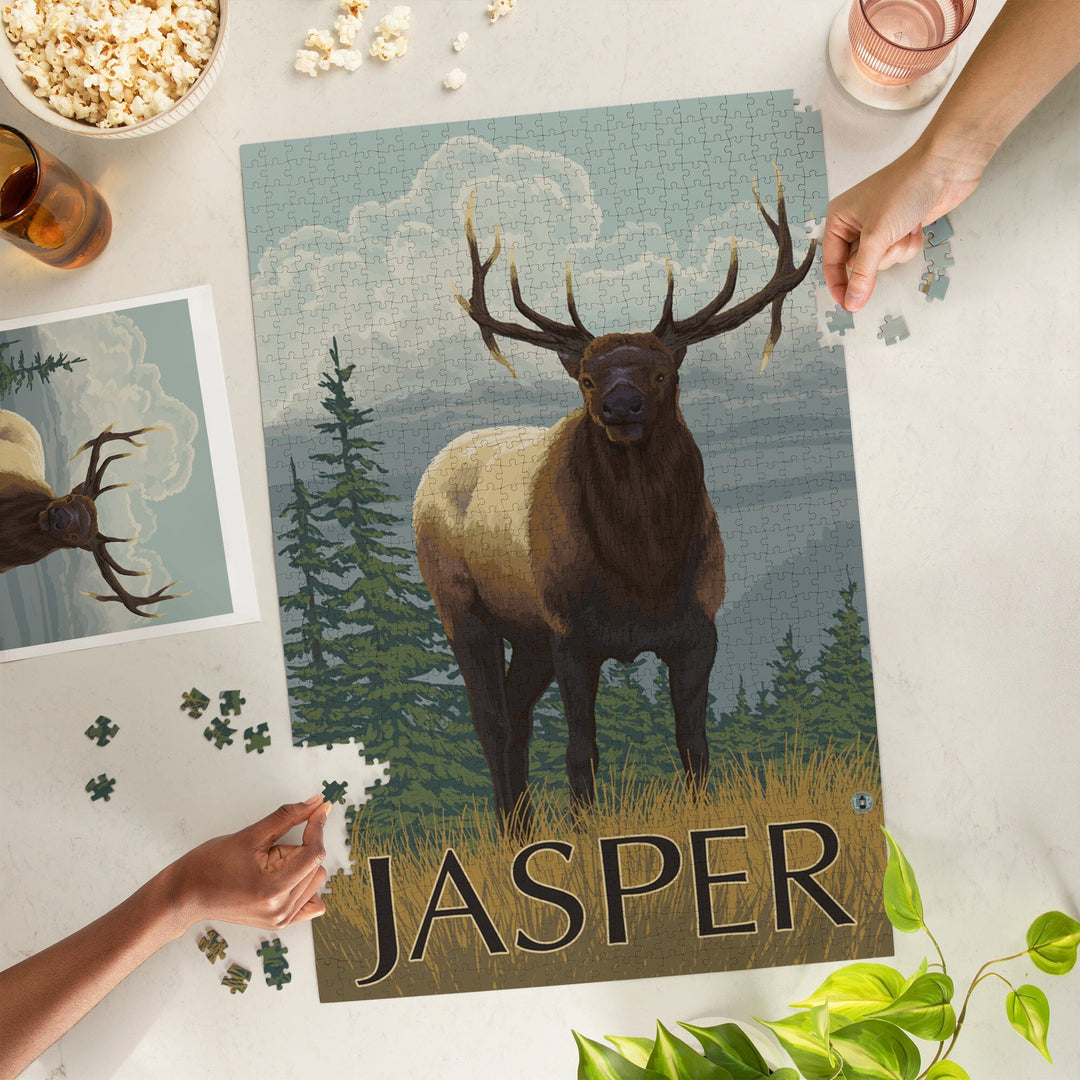 Jasper National Park, Canada, Elk Scene, Jigsaw Puzzle Puzzle Lantern Press 