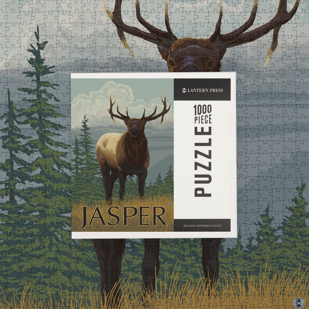 Jasper National Park, Canada, Elk Scene, Jigsaw Puzzle Puzzle Lantern Press 