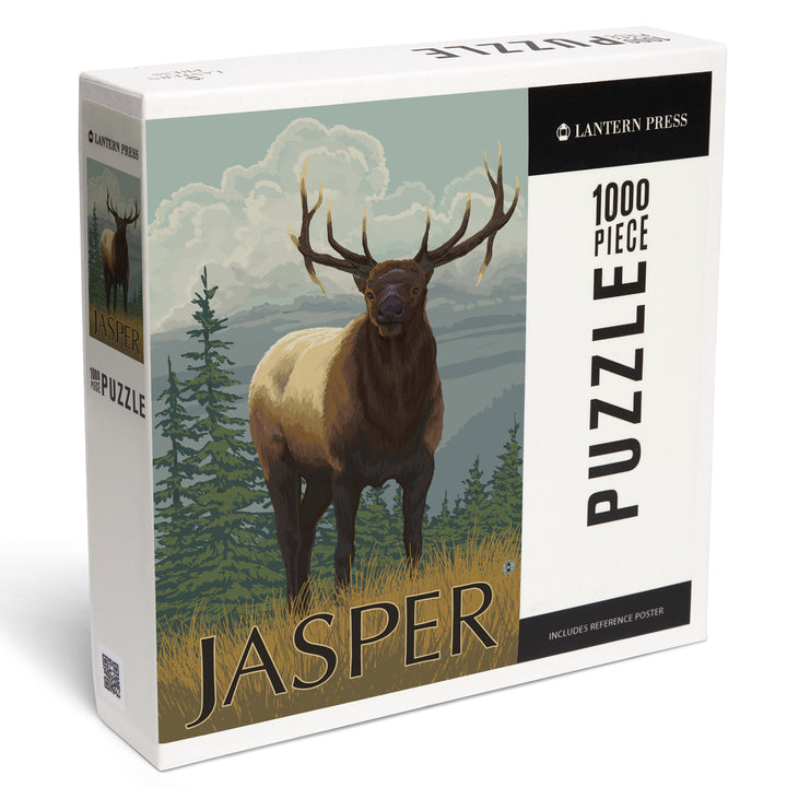 Jasper National Park, Canada, Elk Scene, Jigsaw Puzzle Puzzle Lantern Press 