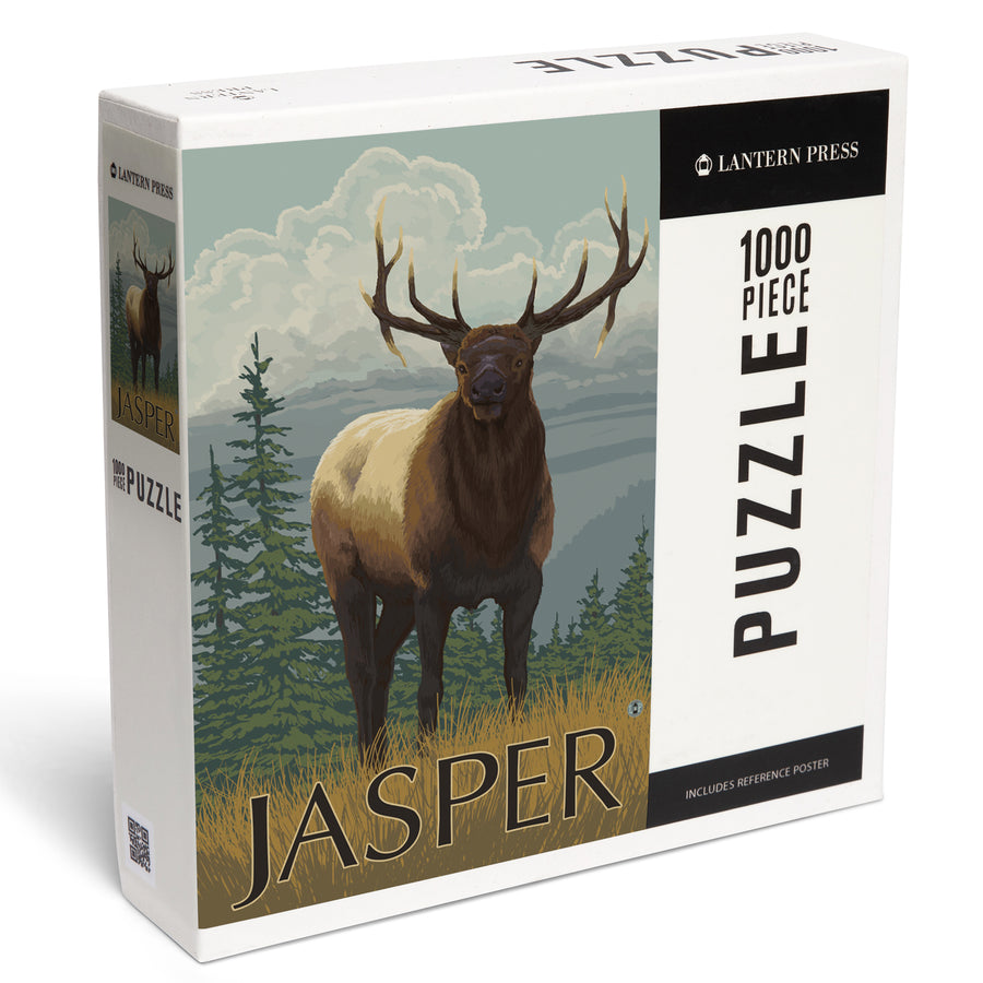 Jasper National Park, Canada, Elk Scene, Jigsaw Puzzle Puzzle Lantern Press 