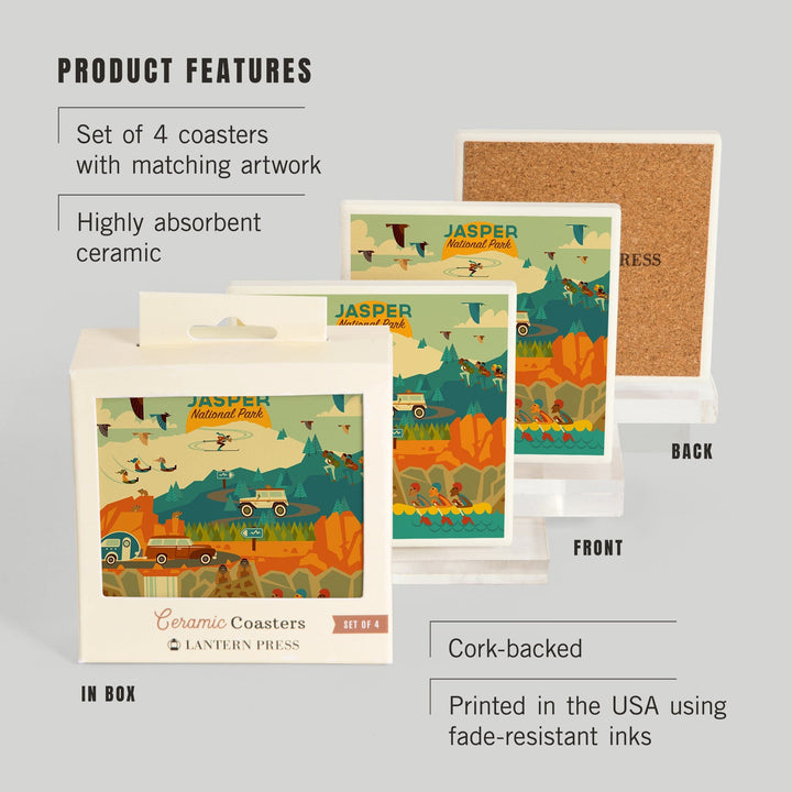 Jasper National Park, Canada, Geometric, Coasters Coasters Lantern Press 