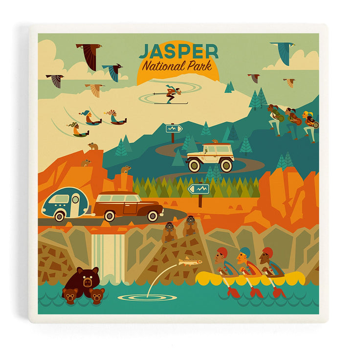 Jasper National Park, Canada, Geometric, Coasters Coasters Lantern Press 