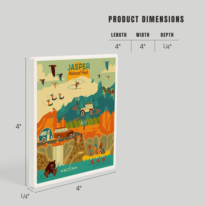 Jasper National Park, Canada, Geometric, Coasters Coasters Lantern Press 