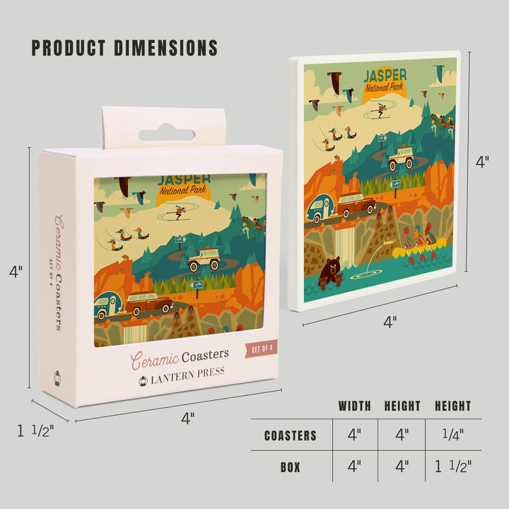 Jasper National Park, Canada, Geometric, Coasters Coasters Lantern Press 