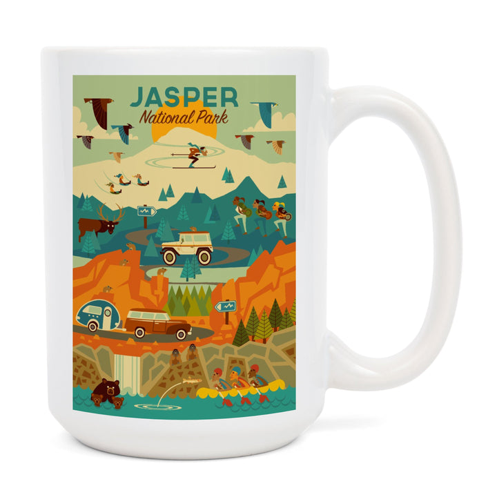 Jasper National Park, Canada, Geometric, Lantern Press Artwork, Ceramic Mug Mugs Lantern Press 