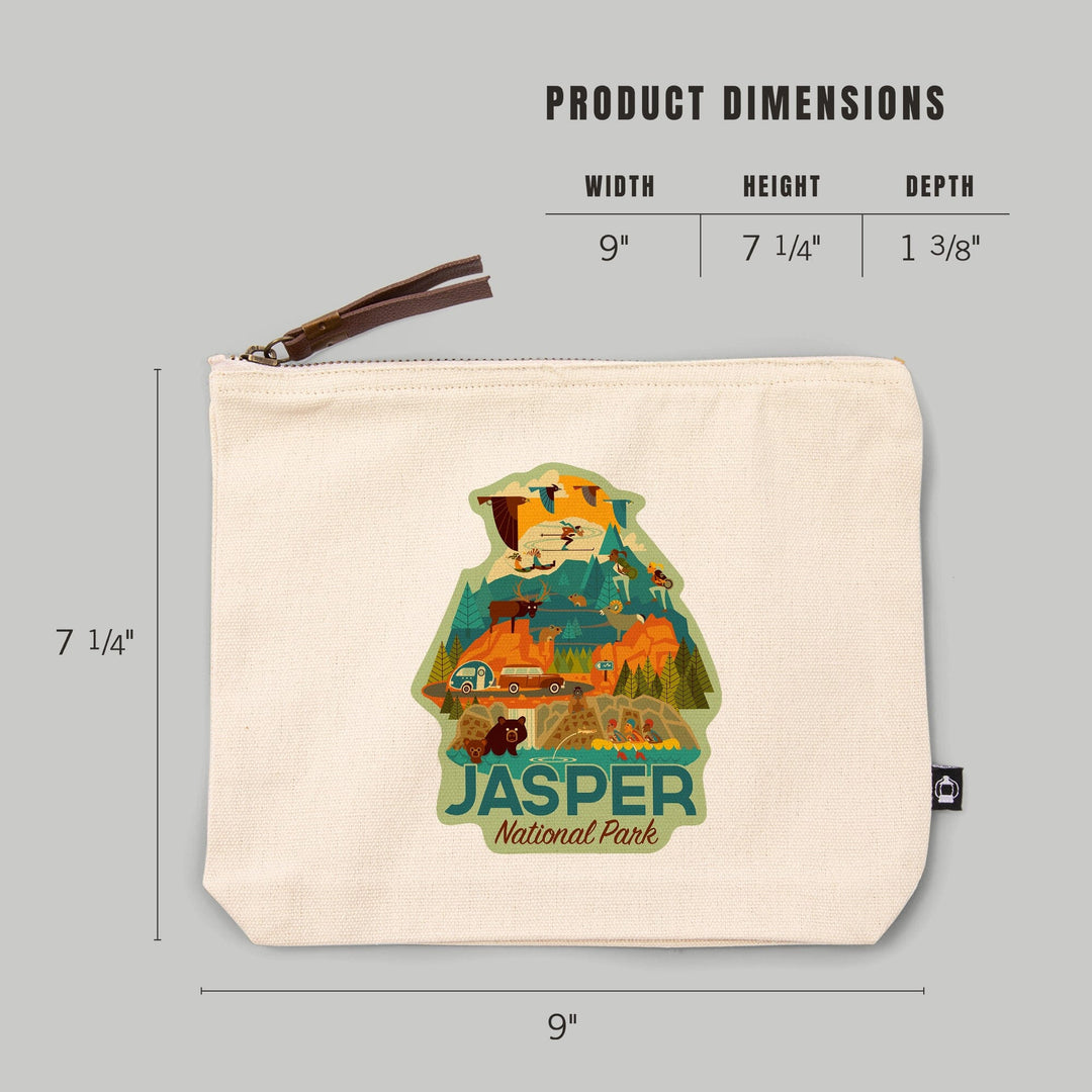 Jasper National Park, Canada, Geometric,, Organic Cotton Zipper Pouch, Go Bag Go Bag Lantern Press 