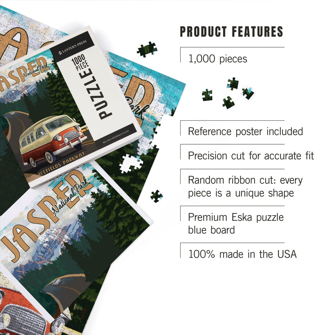 Jasper National Park, Canada, Icefields Parkway, Camper Van, Jigsaw Puzzle Puzzle Lantern Press 