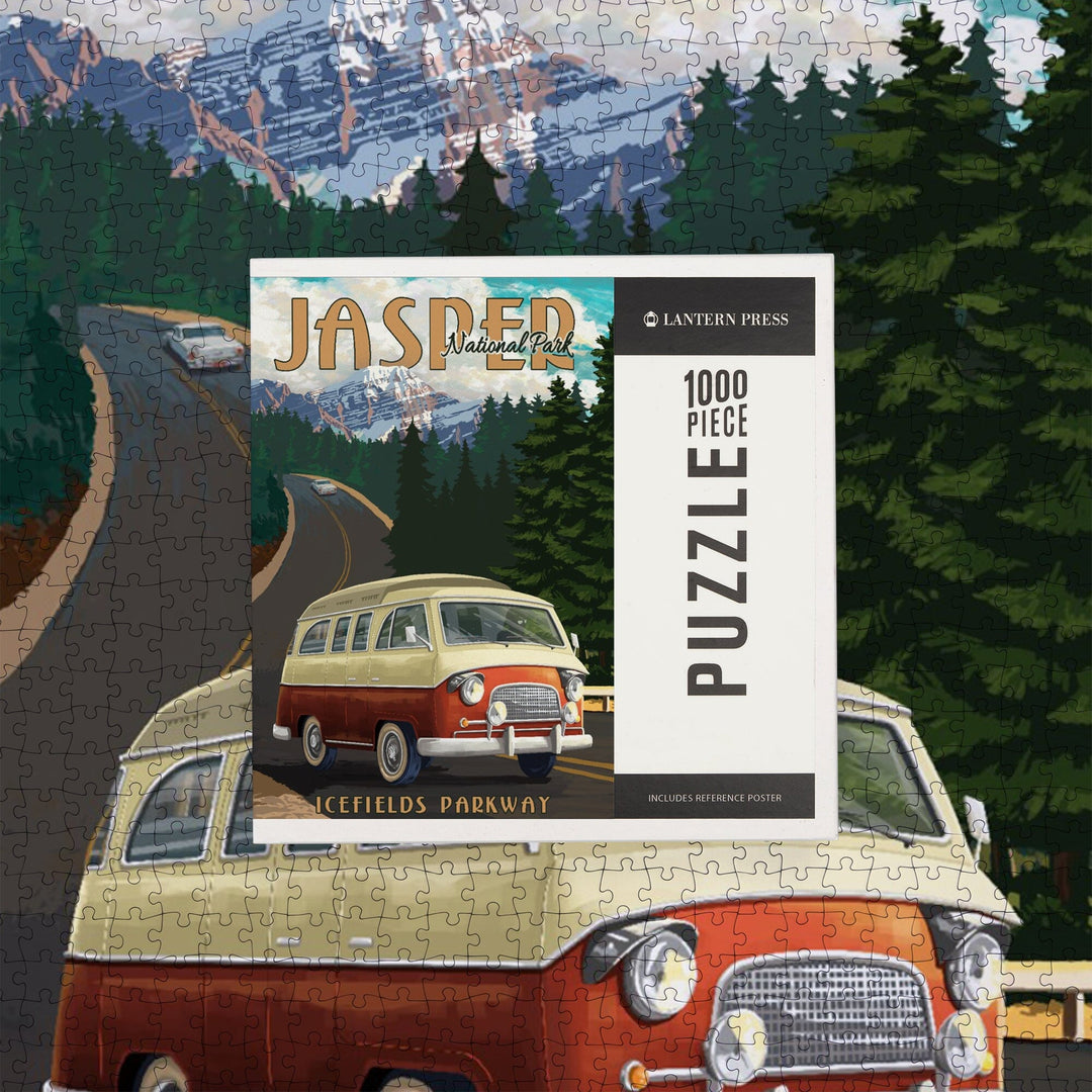 Jasper National Park, Canada, Icefields Parkway, Camper Van, Jigsaw Puzzle Puzzle Lantern Press 