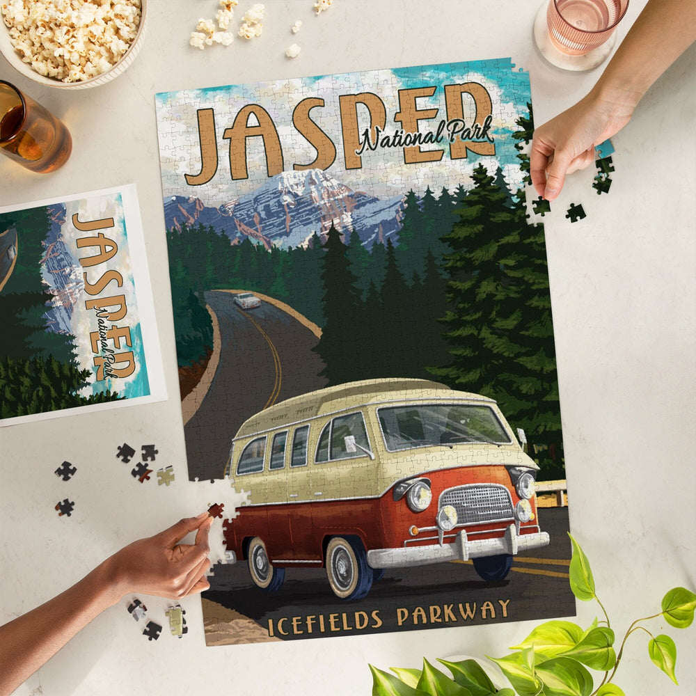 Jasper National Park, Canada, Icefields Parkway, Camper Van, Jigsaw Puzzle Puzzle Lantern Press 