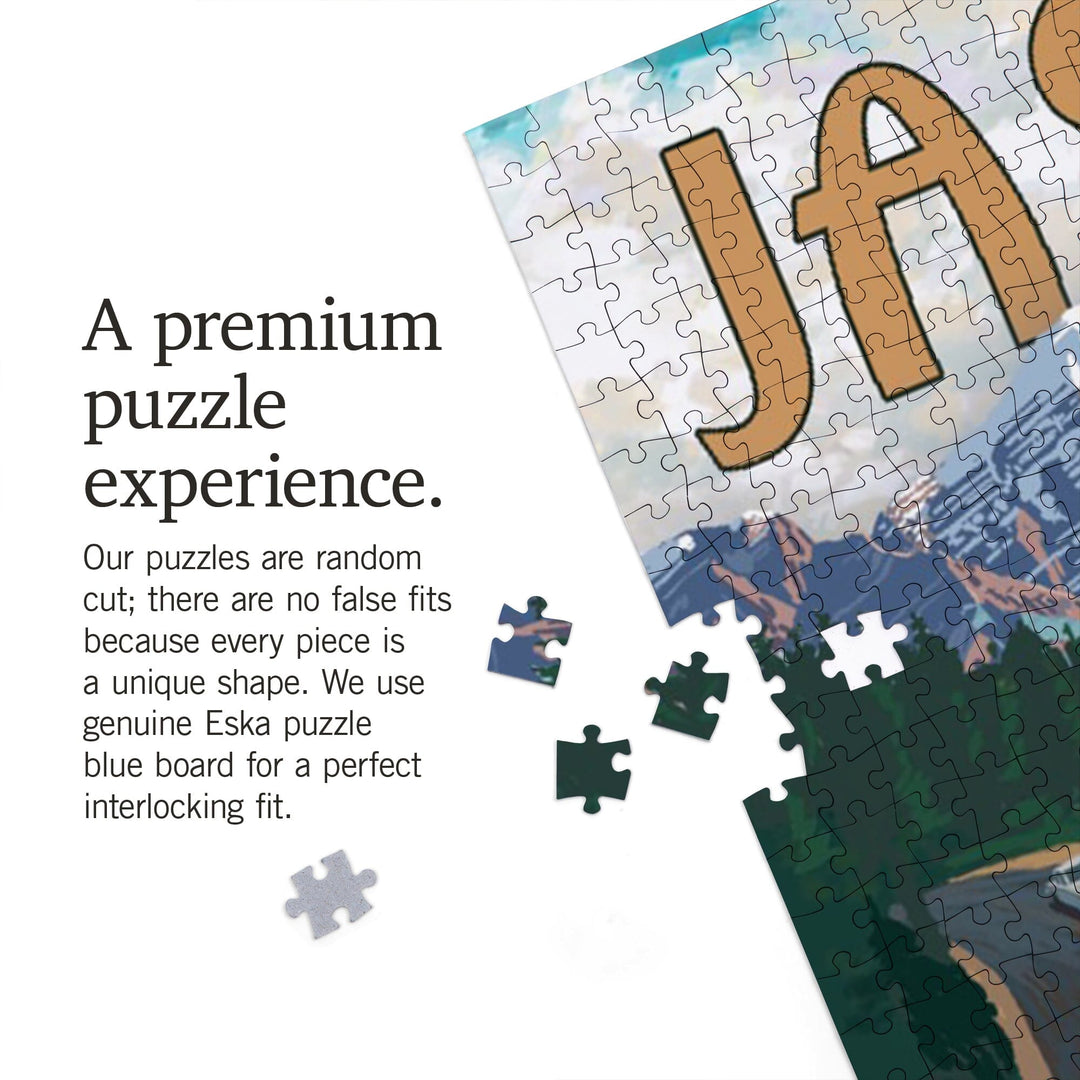 Jasper National Park, Canada, Icefields Parkway, Camper Van, Jigsaw Puzzle Puzzle Lantern Press 