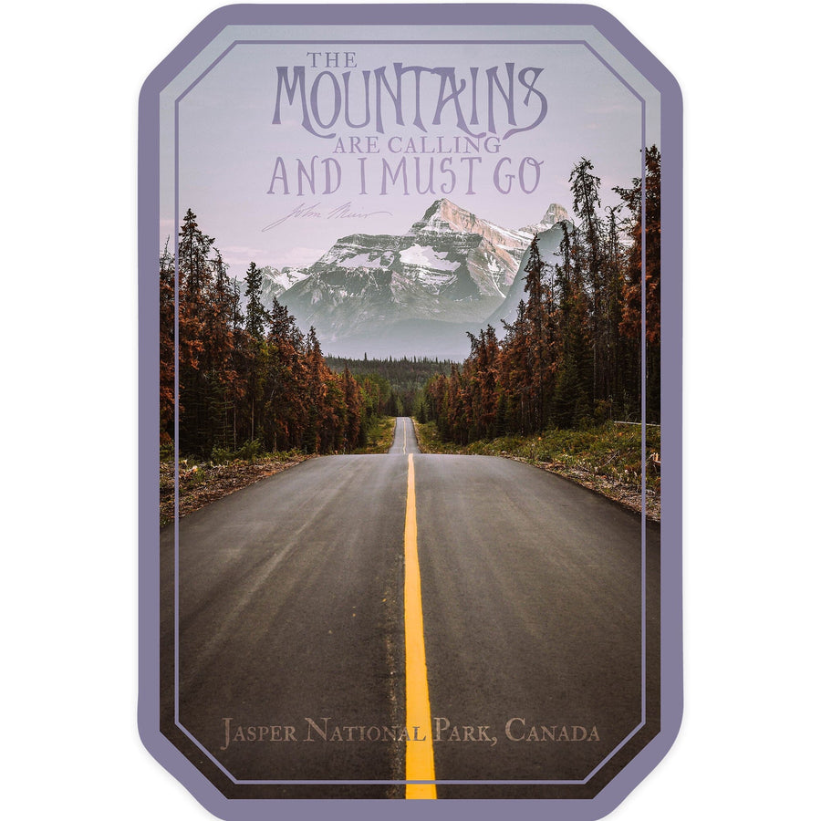 Jasper National Park, Canada, Icefields Parkway, Contour, Photography, Vinyl Sticker - Lantern Press