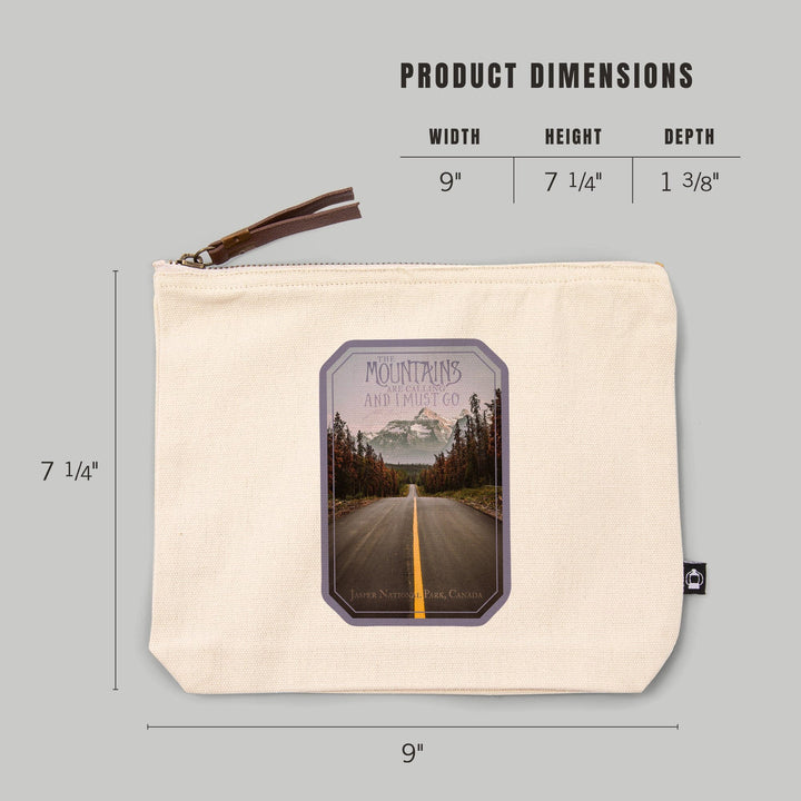 Jasper National Park, Canada, Icefields Parkway, , Photography, Organic Cotton Zipper Pouch, Go Bag Go Bag Lantern Press 