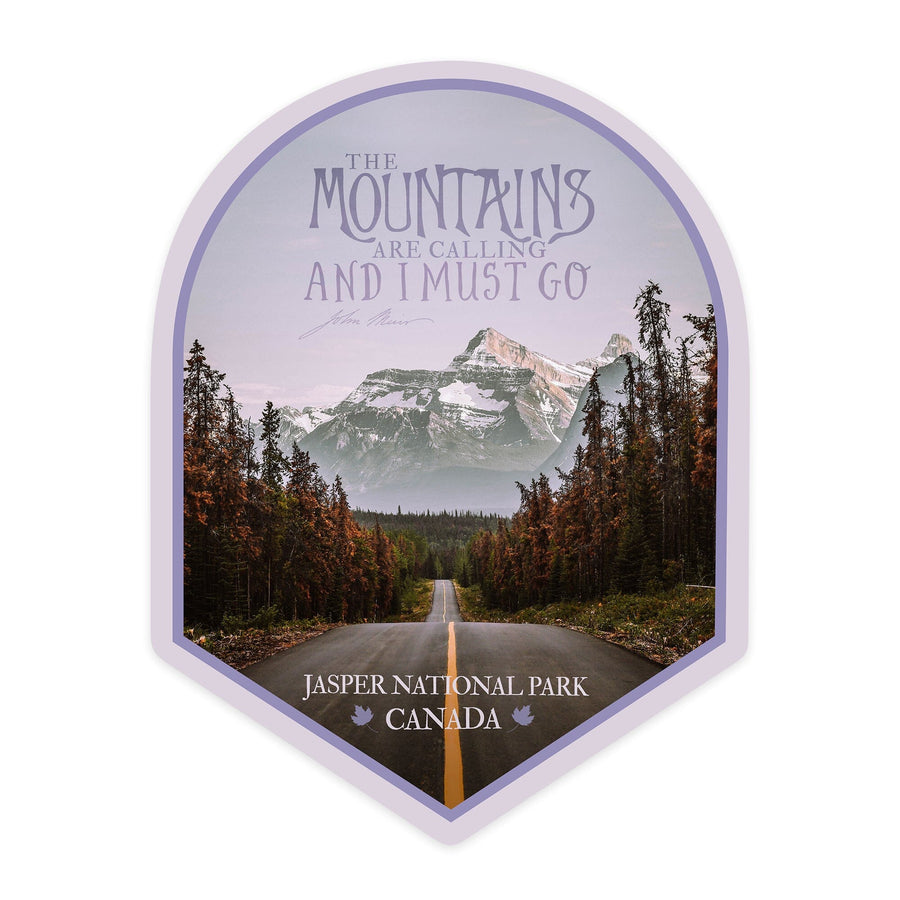 Jasper National Park, Canada, John Muir Mountains are Calling, Photography, Contour, Vinyl Sticker Sticker Lantern Press 