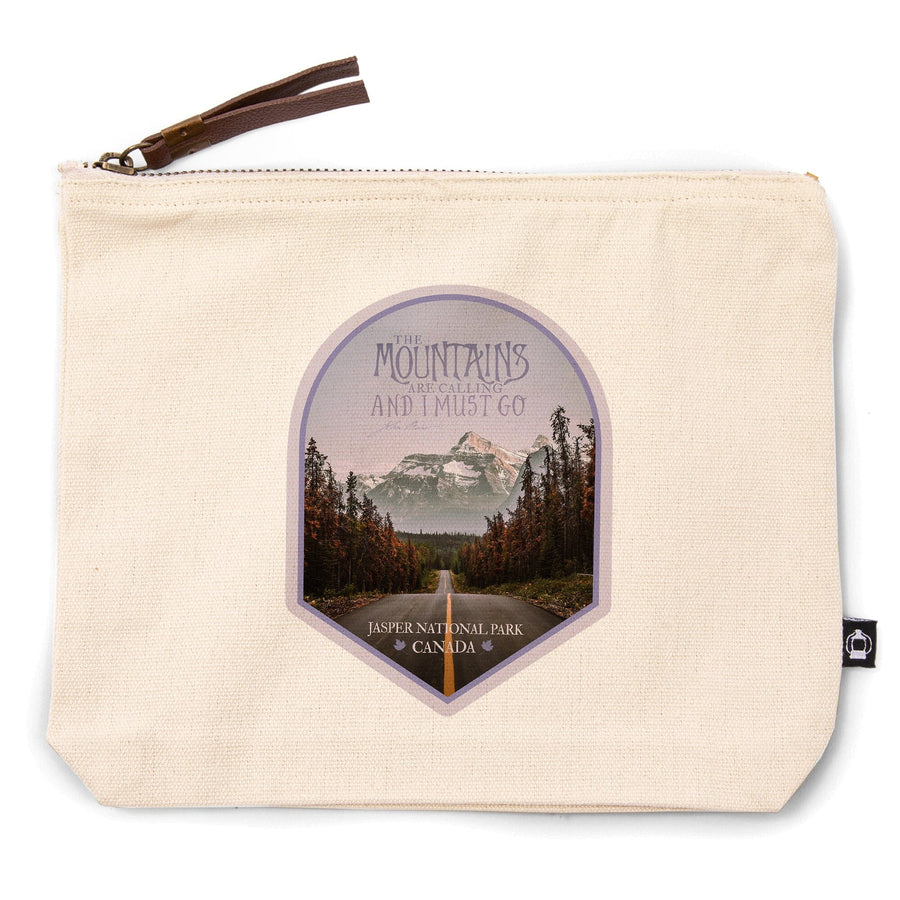 Jasper National Park, Canada, John Muir Mountains are Calling, Photography,, Organic Cotton Zipper Pouch, Go Bag Go Bag Lantern Press 
