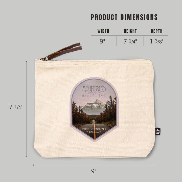 Jasper National Park, Canada, John Muir Mountains are Calling, Photography,, Organic Cotton Zipper Pouch, Go Bag Go Bag Lantern Press 