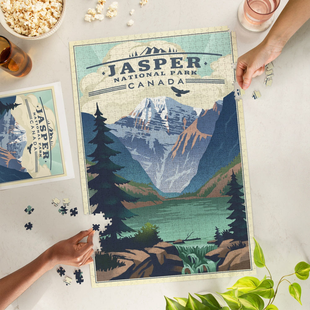 Jasper National Park, Canada, Lake, Lithograph, Jigsaw Puzzle Puzzle Lantern Press 
