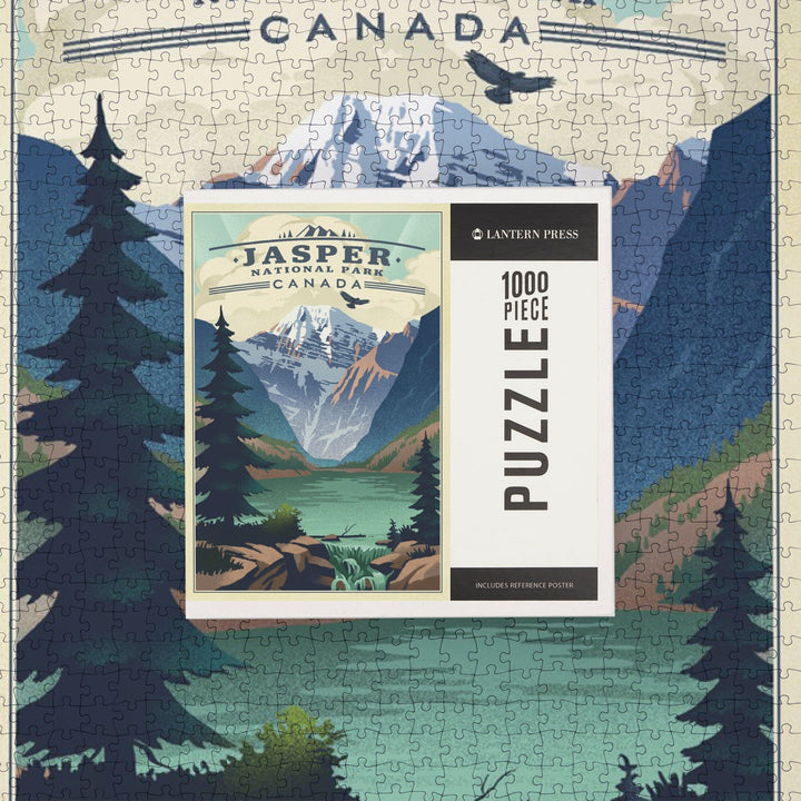 Jasper National Park, Canada, Lake, Lithograph, Jigsaw Puzzle Puzzle Lantern Press 