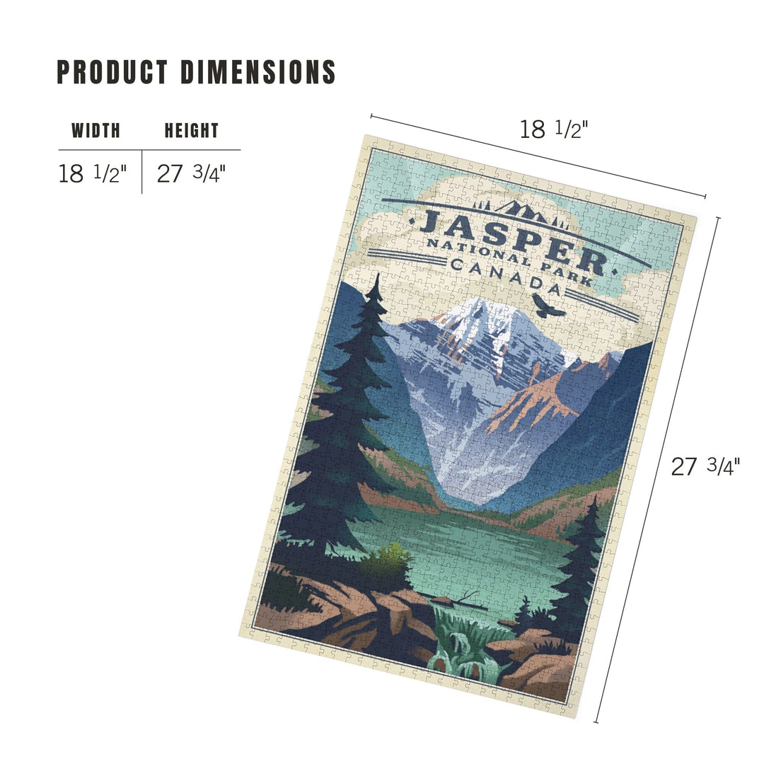 Jasper National Park, Canada, Lake, Lithograph, Jigsaw Puzzle Puzzle Lantern Press 