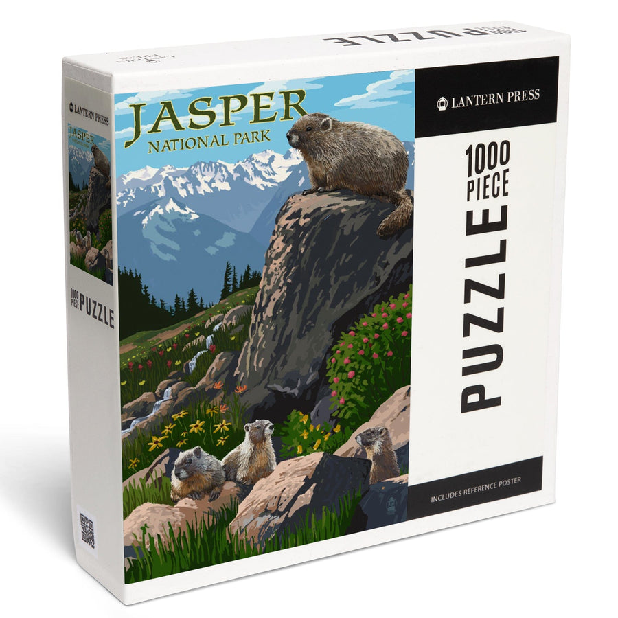 Jasper National Park, Canada, Marmots, Painterly, Jigsaw Puzzle Puzzle Lantern Press 