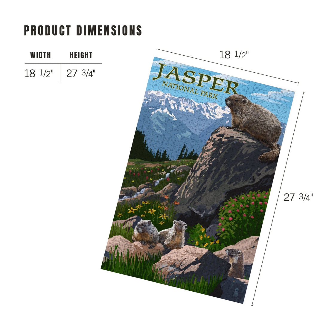 Jasper National Park, Canada, Marmots, Painterly, Jigsaw Puzzle Puzzle Lantern Press 