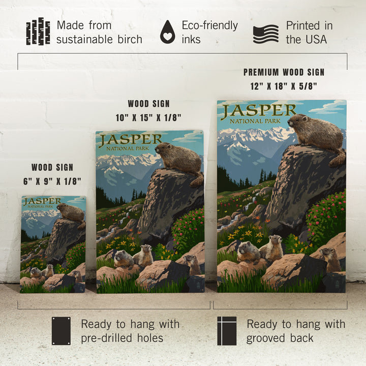 Jasper National Park, Canada, Marmots, Painterly, Wood Signs and Postcards Wood Lantern Press 
