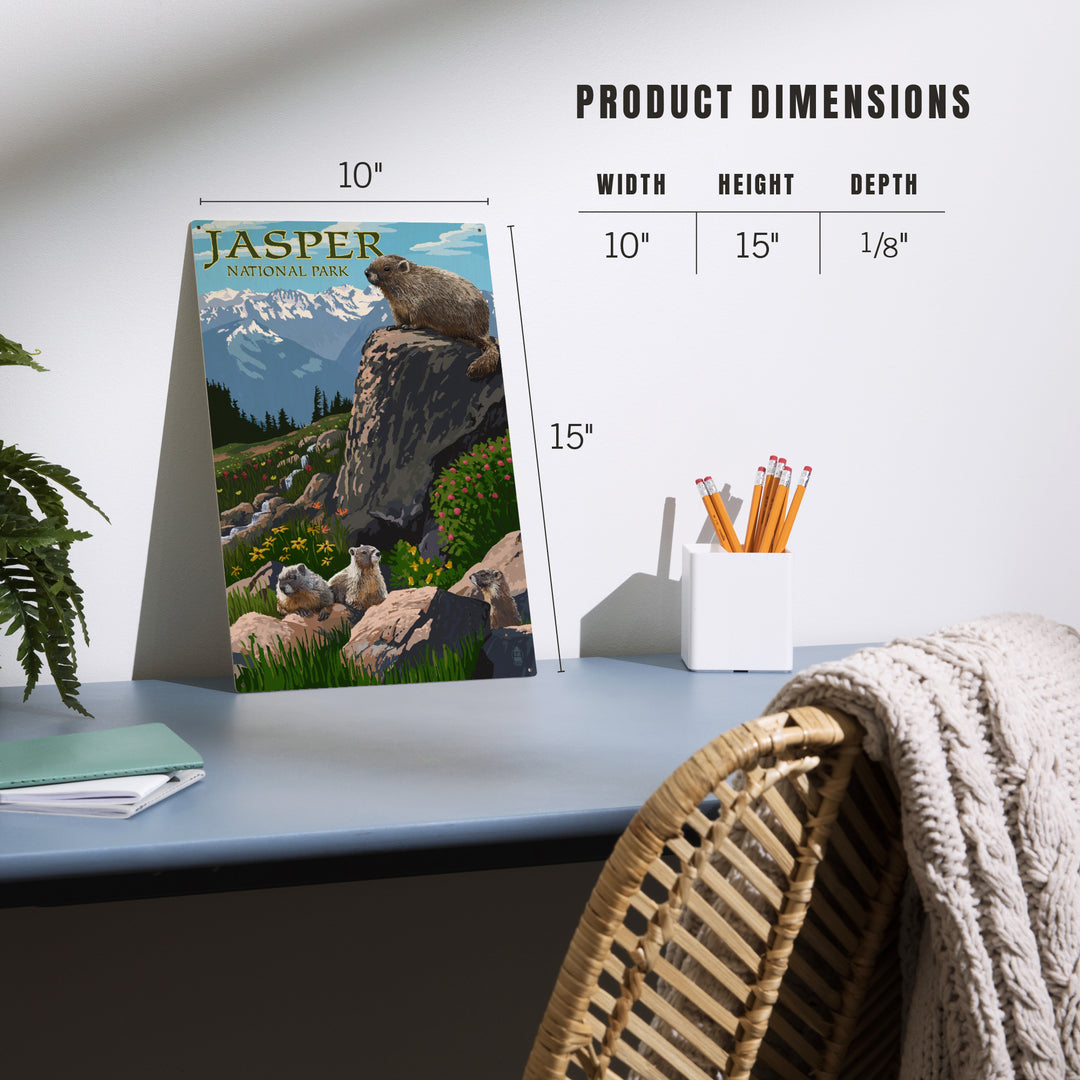 Jasper National Park, Canada, Marmots, Painterly, Wood Signs and Postcards Wood Lantern Press 