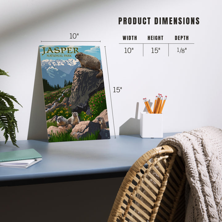 Jasper National Park, Canada, Marmots, Painterly, Wood Signs and Postcards Wood Lantern Press 