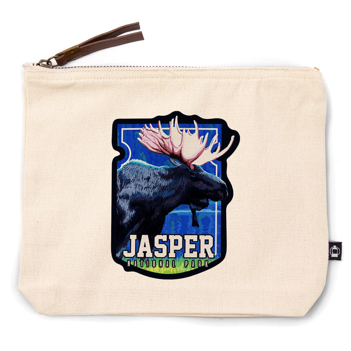Jasper National Park, Canada, Moose at Night,, Organic Cotton Zipper Pouch, Go Bag Go Bag Lantern Press 