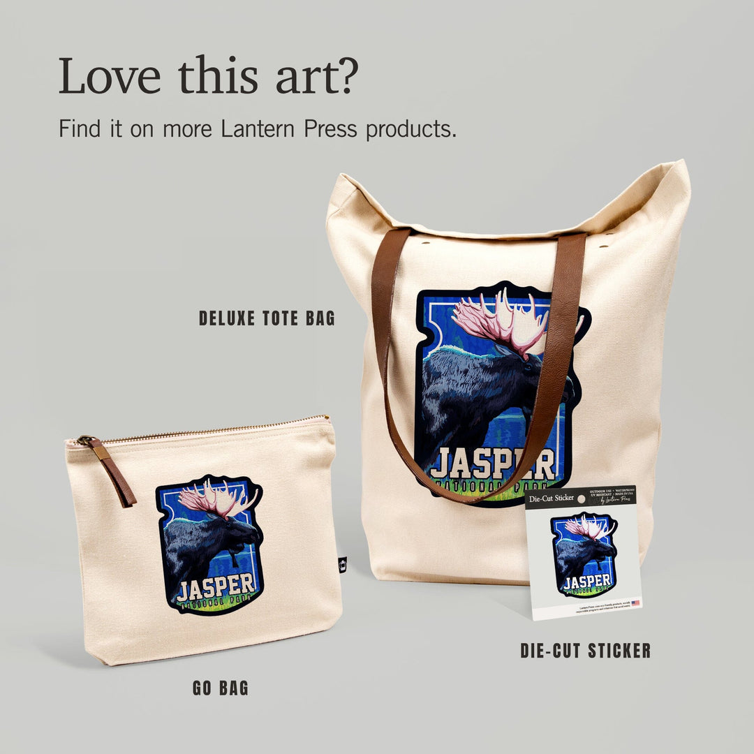 Jasper National Park, Canada, Moose at Night,, Organic Cotton Zipper Pouch, Go Bag Go Bag Lantern Press 