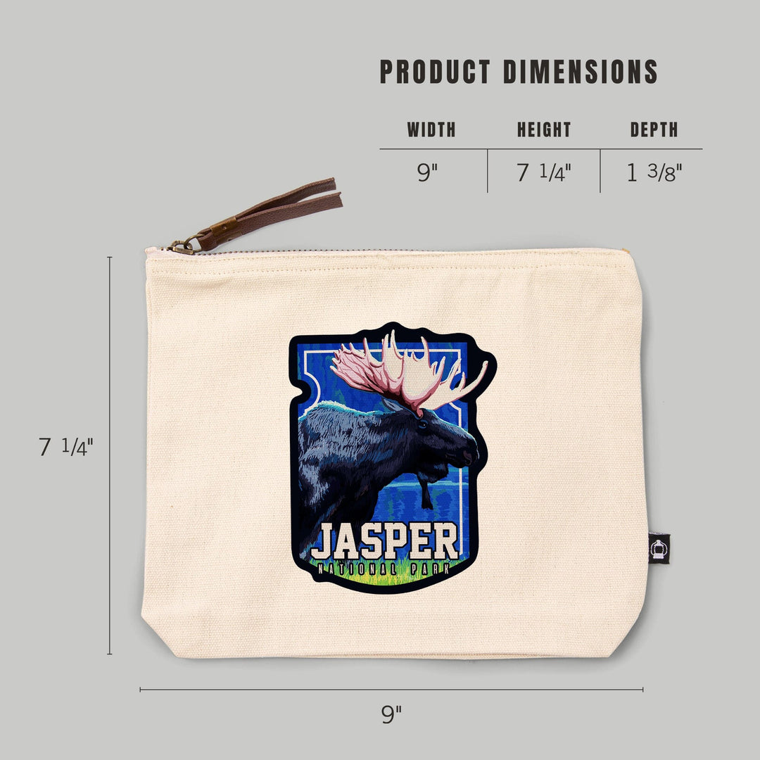 Jasper National Park, Canada, Moose at Night,, Organic Cotton Zipper Pouch, Go Bag Go Bag Lantern Press 