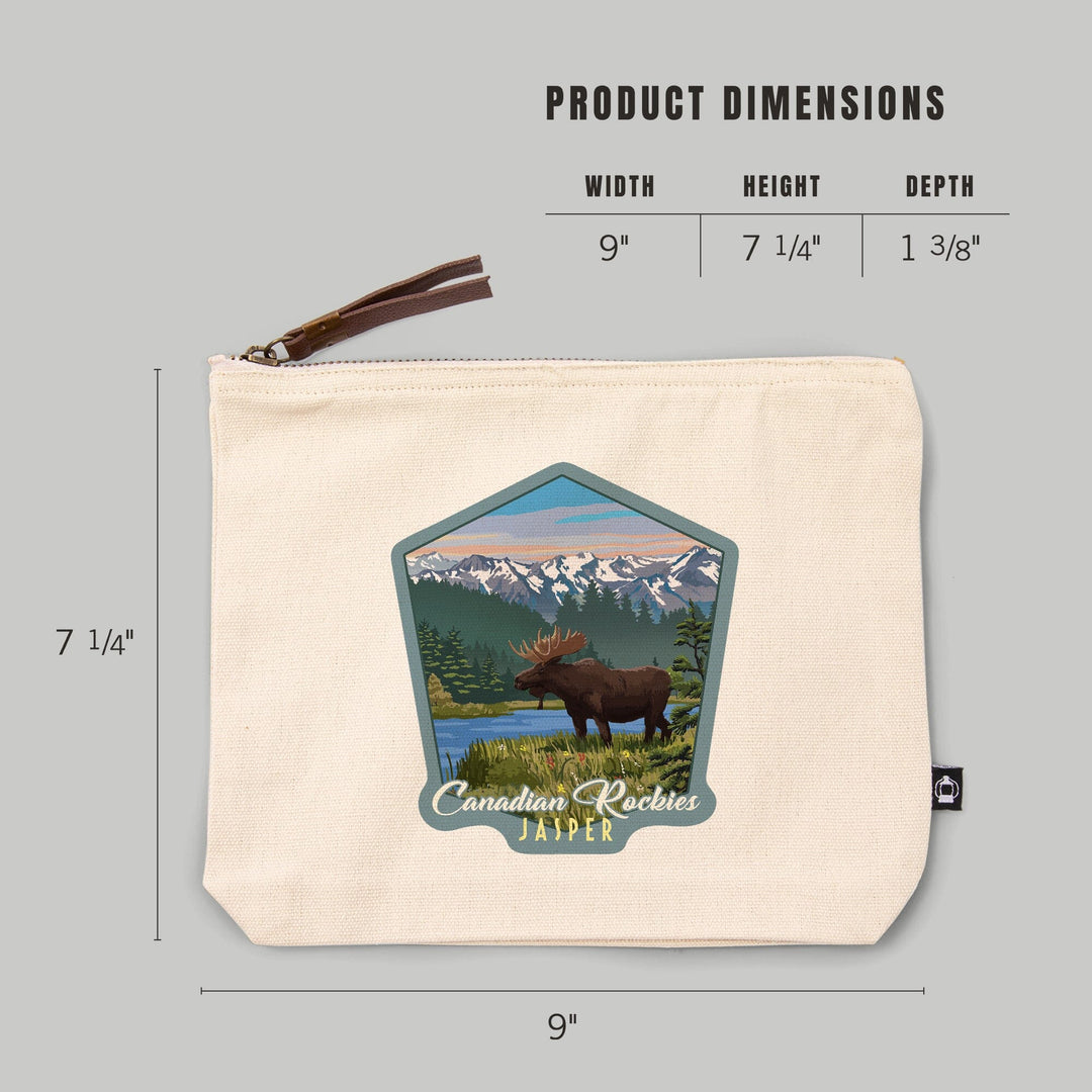 Jasper National Park, Canada, Moose, Summer Scene,, Organic Cotton Zipper Pouch, Go Bag Go Bag Lantern Press 
