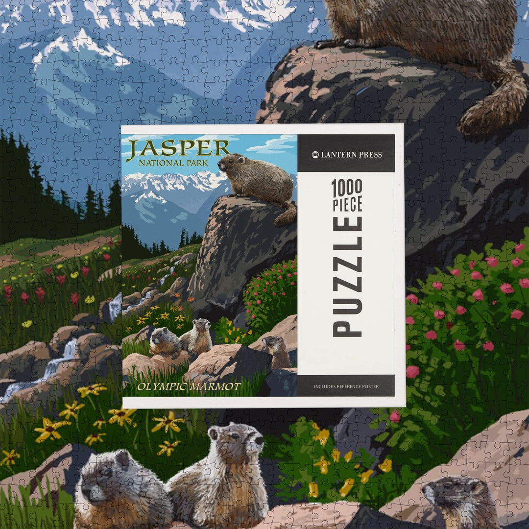 Jasper National Park, Canada, Olympic Marmots, Jigsaw Puzzle Puzzle Lantern Press 