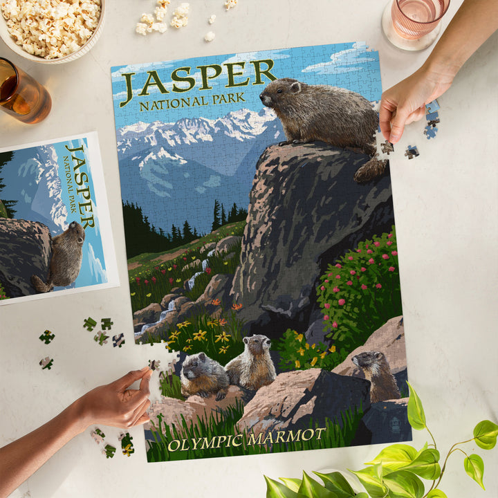 Jasper National Park, Canada, Olympic Marmots, Jigsaw Puzzle Puzzle Lantern Press 