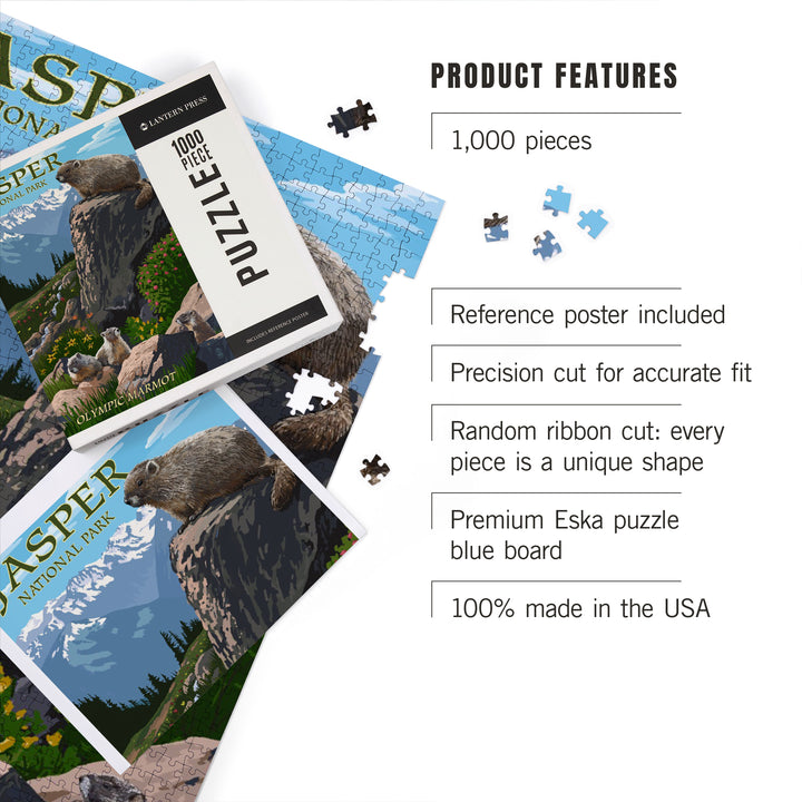 Jasper National Park, Canada, Olympic Marmots, Jigsaw Puzzle Puzzle Lantern Press 