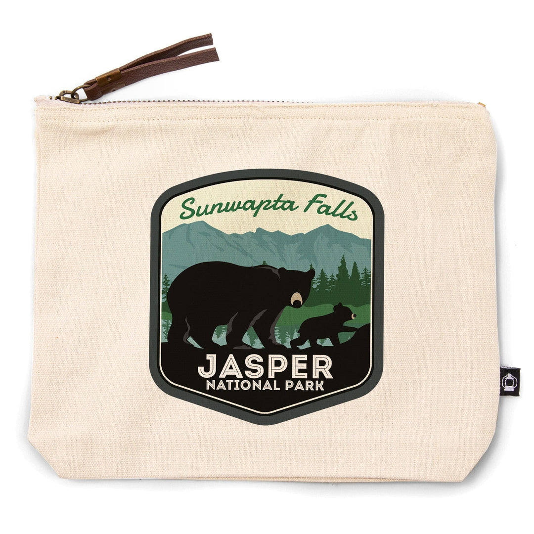 Jasper National Park, Canada, Sunwapta Falls, Black Bear and Cub,, Organic Cotton Zipper Pouch, Go Bag Go Bag Lantern Press 