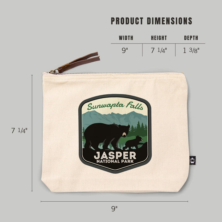 Jasper National Park, Canada, Sunwapta Falls, Black Bear and Cub,, Organic Cotton Zipper Pouch, Go Bag Go Bag Lantern Press 