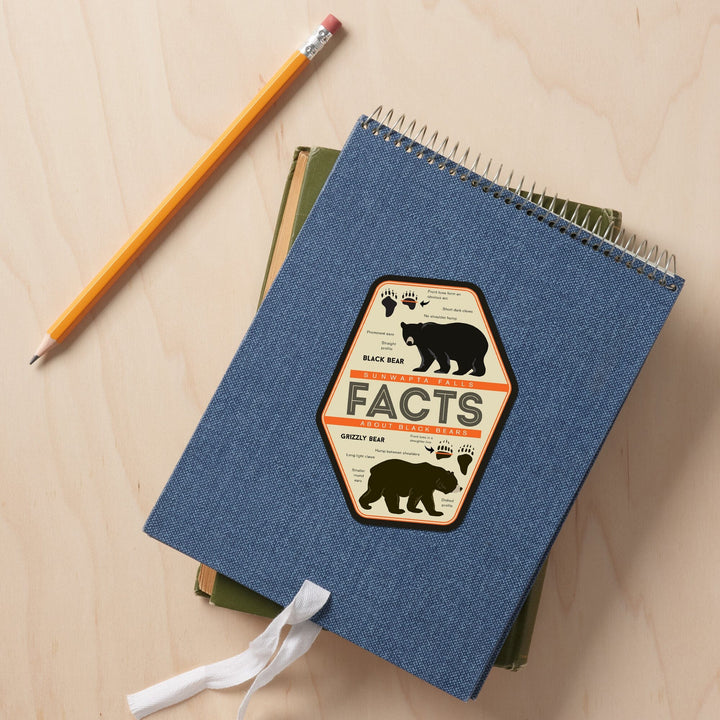 Jasper National Park, Canada, Sunwapta Falls, Facts About Bears, Contour, Vinyl Sticker - Lantern Press