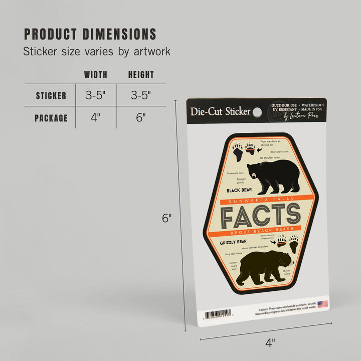 Jasper National Park, Canada, Sunwapta Falls, Facts About Bears, Contour, Vinyl Sticker - Lantern Press