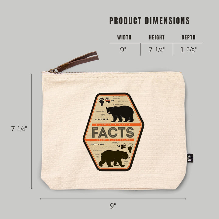 Jasper National Park, Canada, Sunwapta Falls, Facts About Bears,, Organic Cotton Zipper Pouch, Go Bag Go Bag Lantern Press 