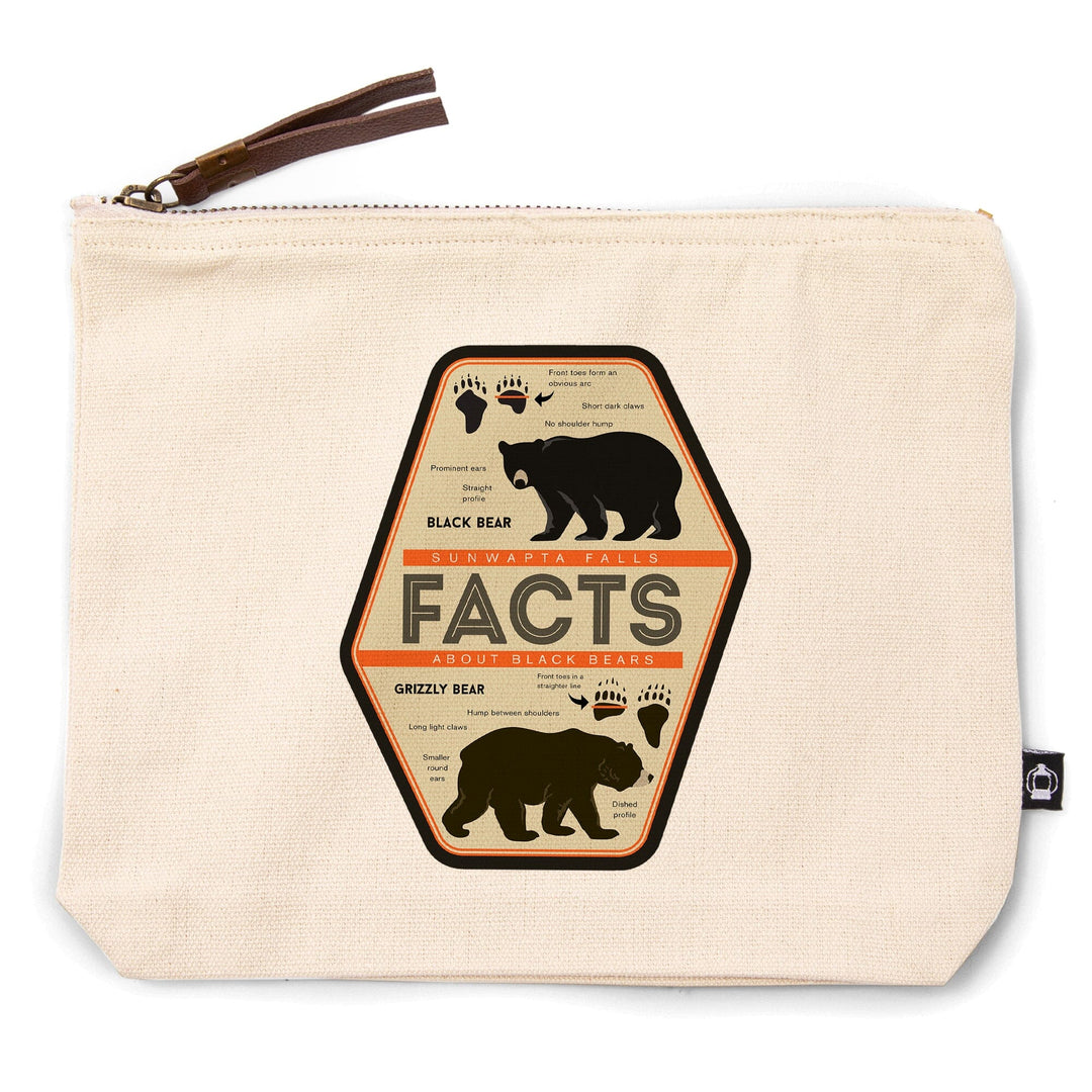 Jasper National Park, Canada, Sunwapta Falls, Facts About Bears,, Organic Cotton Zipper Pouch, Go Bag Go Bag Lantern Press 